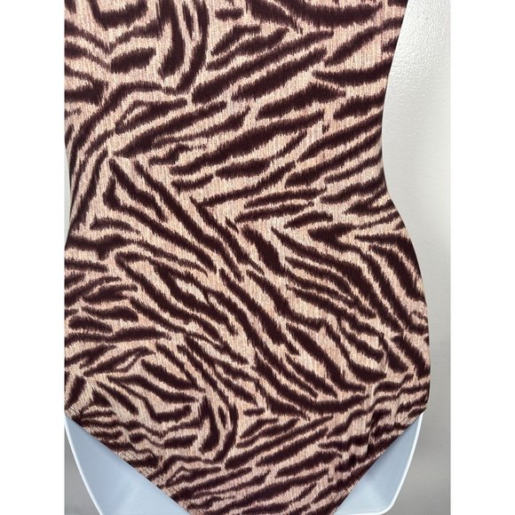 Michael Kors Size 8 Swimsuit Womens One Piece Animal Print One Shoulder Brown - Picture 13 of 14